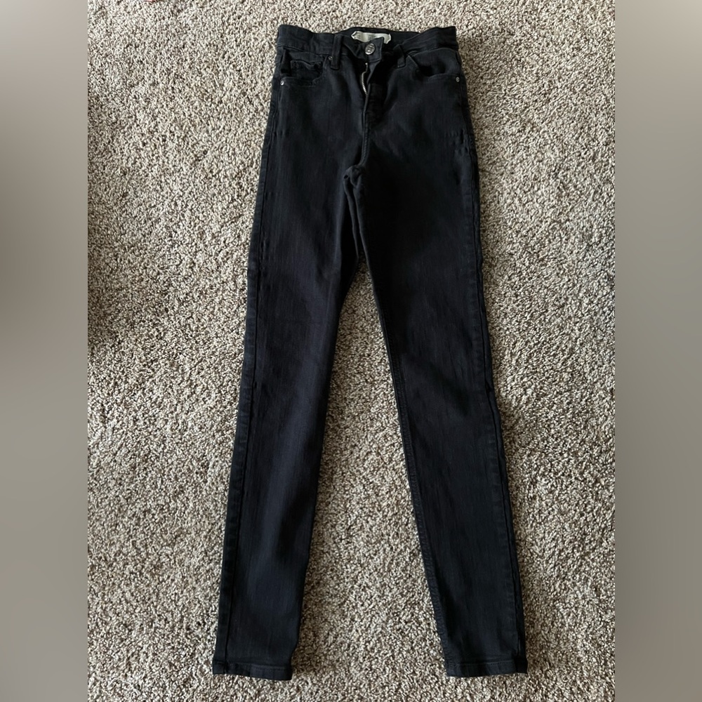Top Shop Jamie High Rise Skinny Jeans - Black - Size 25